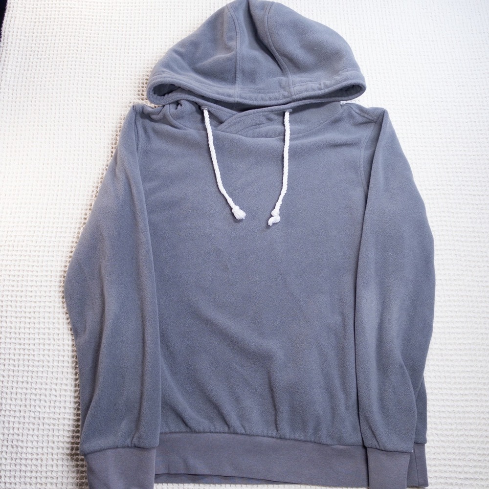 BKE Mens Gray Fleece Pullover Hoodie Crossover Neck Sweatshirt XL